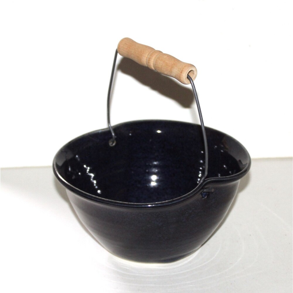 Sylvia Coppola Bowl with Handle Pottery Duck Creek NC blue stoneware design
